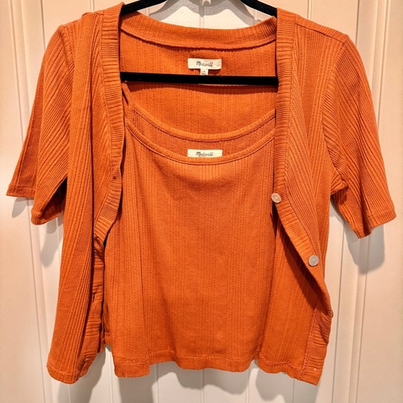 Madewell Terracotta Twinset Cardigan Top 2 Pieces - Picture 14 of 15